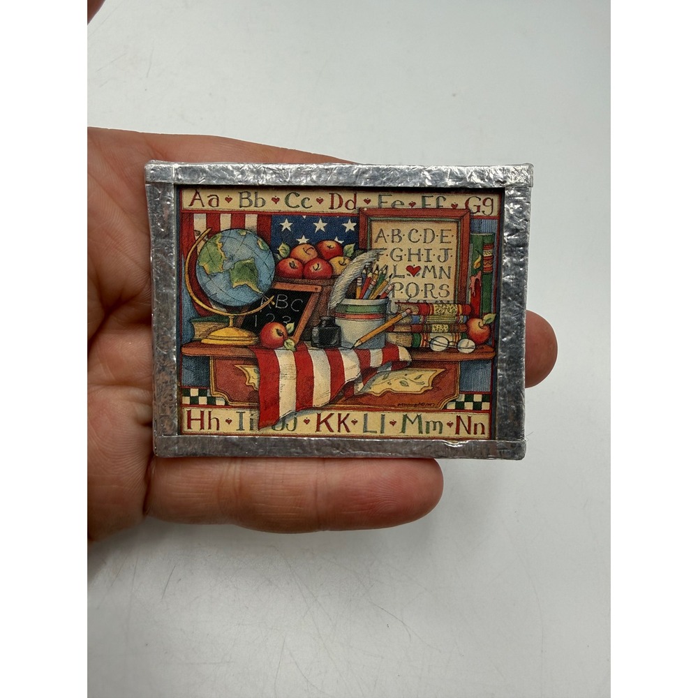 Vintage‎ Schoolhouse Teacher Brooch Pin Americana Classroom Art Silver Frame